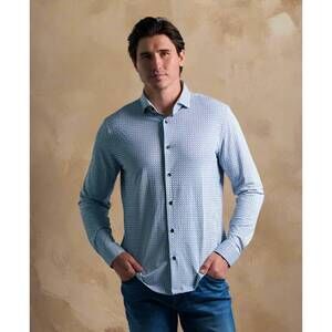 NEW STONE ROSE apex shirt in dark navy smart micro geo